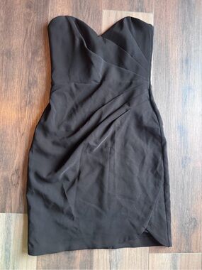 Nookie Black Strapless Ruched Midi Dress